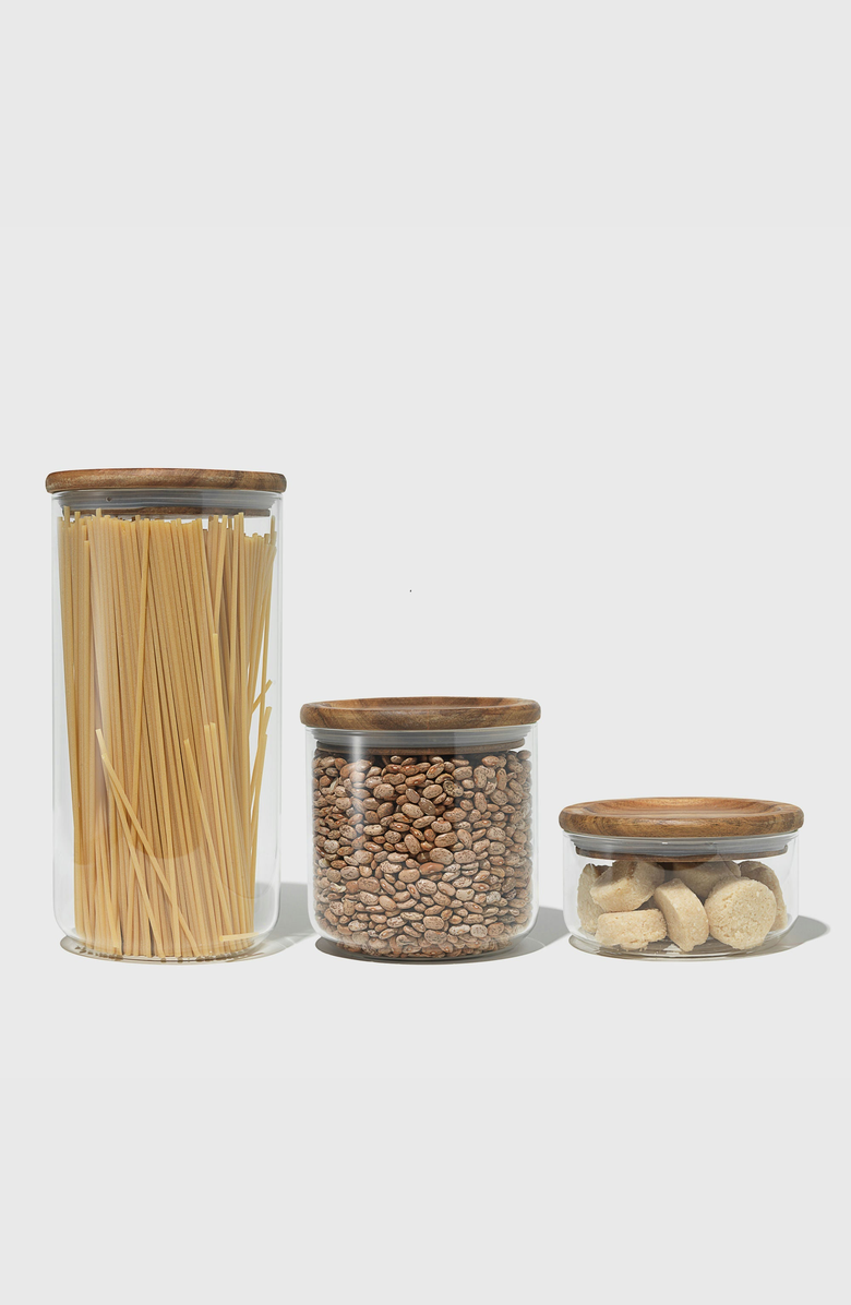 PUBLIC GOODS Glass Canister Set, Alternate, color, Clear / Brown