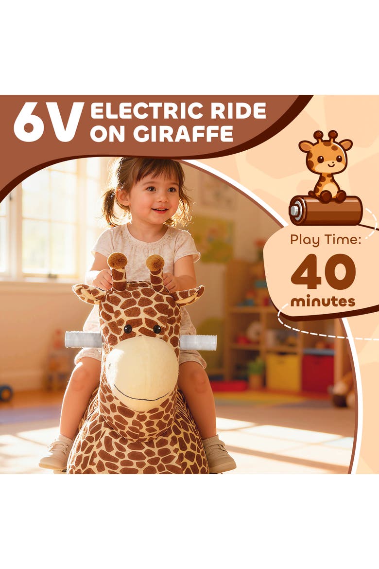 6V Kids Ride on Horse, Electric Riding Animal, Alternate, color, Brown