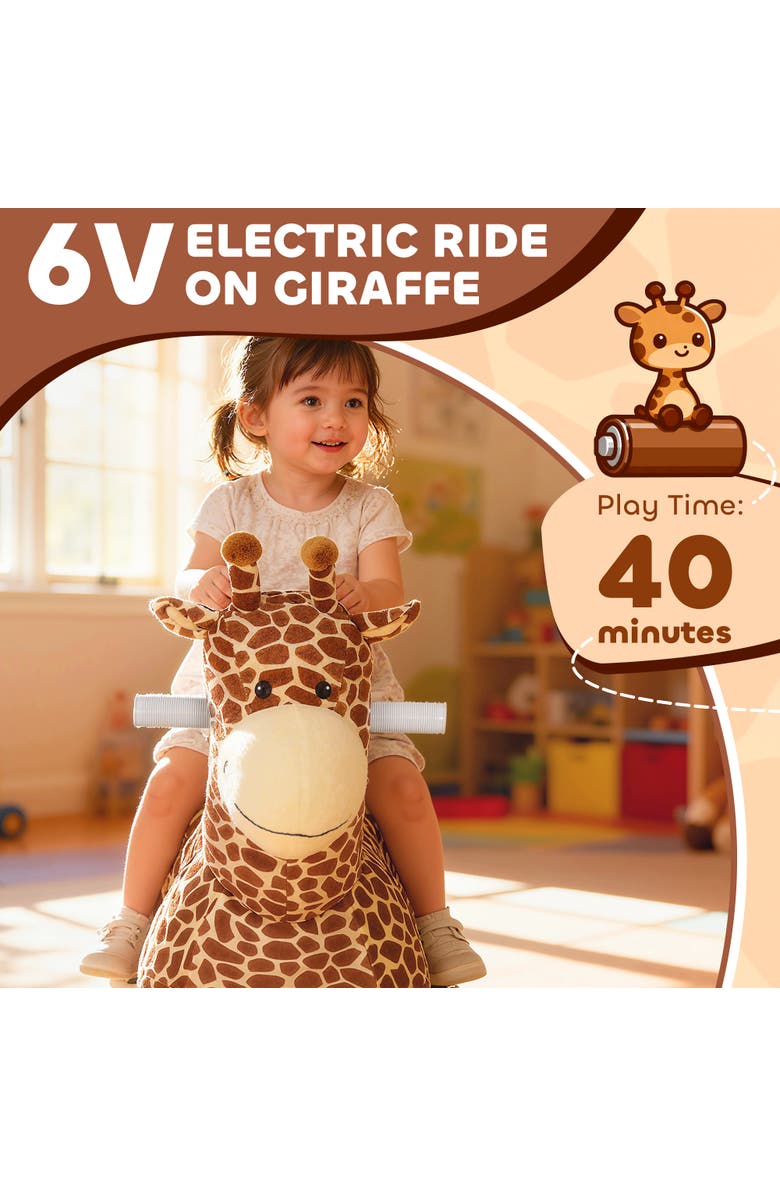 Qaba 6V Kids Ride on Horse, Electric Riding Animal, Alternate, color, Brown