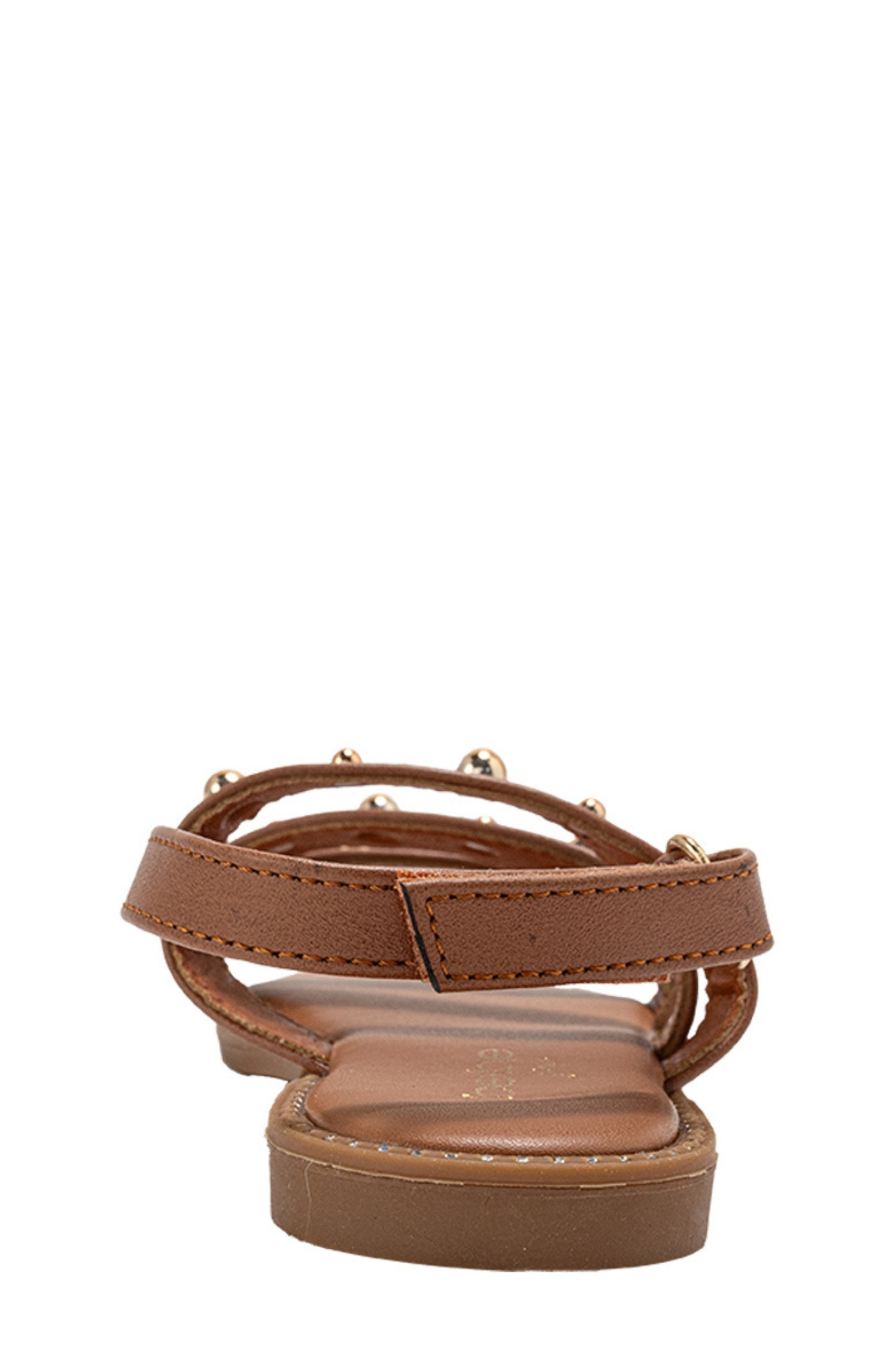 bebe Studded Strap Sandal, Alternate, color, Cognac