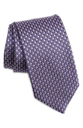 Brioni Geometric Silk Tie In Purple