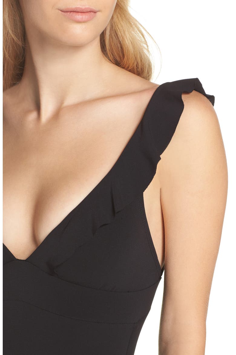 Ruffle One-Piece Swimsuit, Alternate, color, BLACK