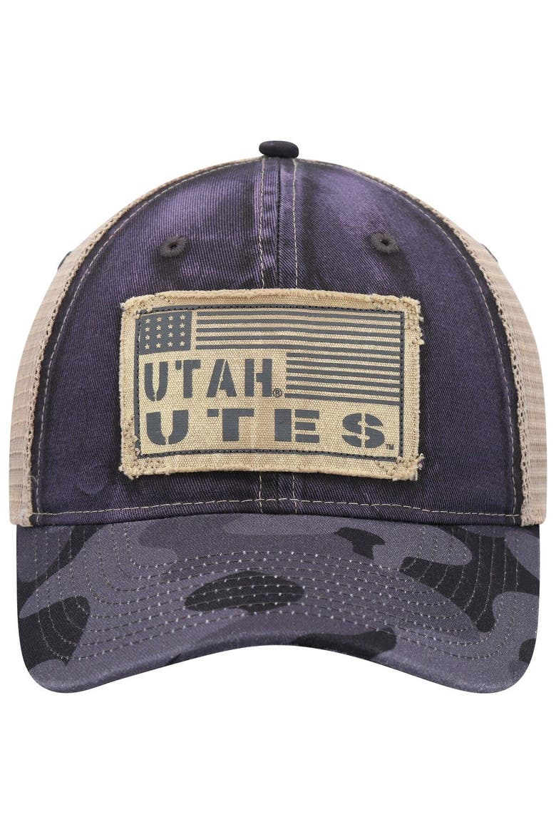 Men's Colosseum Charcoal Utah Utes OHT Military Appreciation United Trucker Snapback Hat, Alternate, color, Charcoal