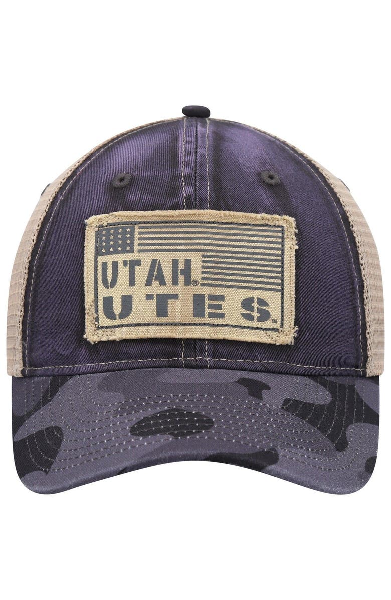 COLOSSEUM Men's Colosseum Charcoal Utah Utes OHT Military Appreciation United Trucker Snapback Hat, Alternate, color, 