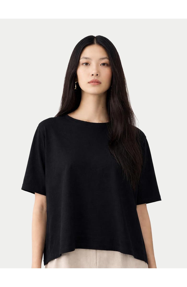 GOBI Mongolian Cashmere Box-Cut Cotton Silk Cashmere Blend T-Shirt, Alternate, color, Black