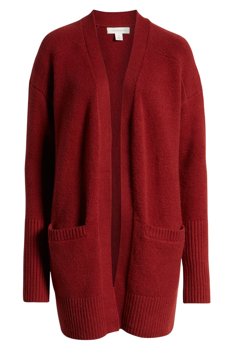 Throw-On Cotton & Wool Blend Cardigan, Alternate, color, RED SYRAH