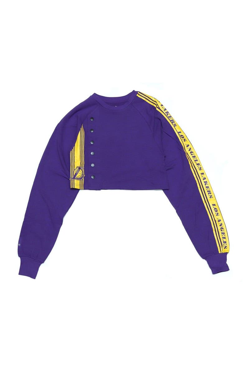 QORE Women's Qore Purple Los Angeles Lakers Cozy Team Crop Long Sleeve T-Shirt, Alternate, color, 