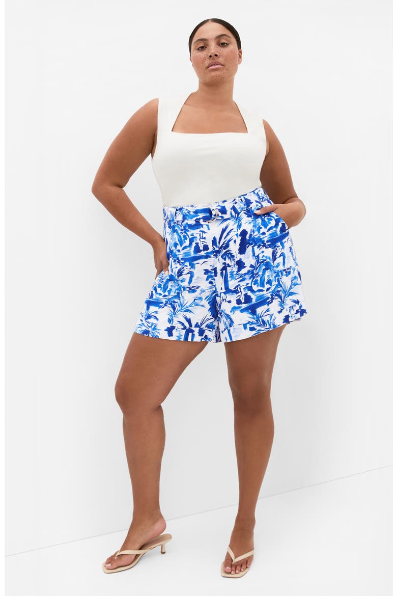 Palm Tree Print Shorts, Alternate, color, BLUE PALM