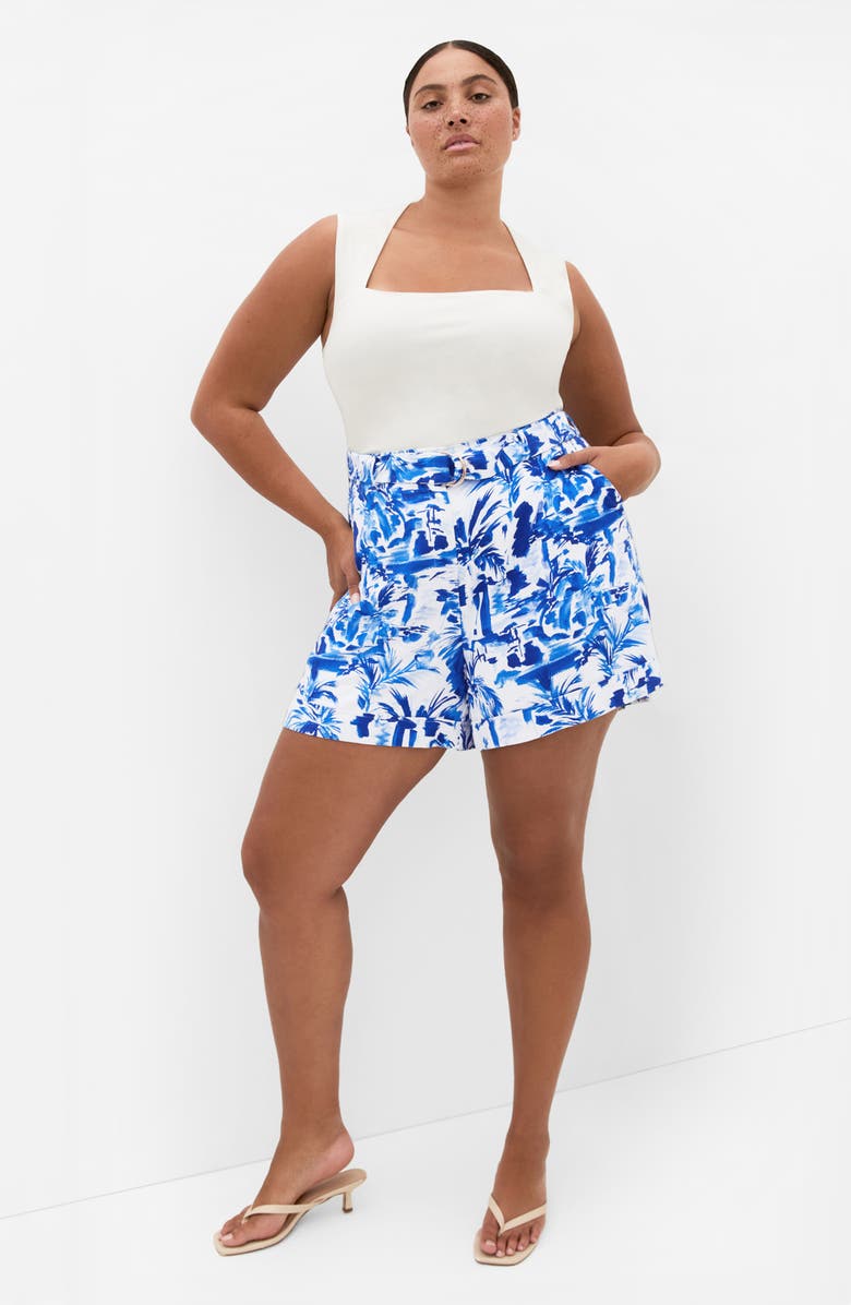 City Chic Palm Tree Print Shorts, Alternate, color, 