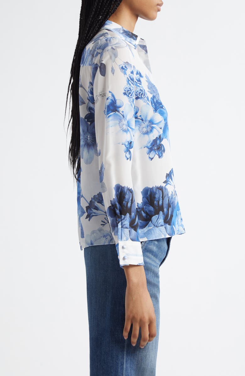 Alice + Olivia Willa Floral Silk Button-Up Shirt, Alternate, color,