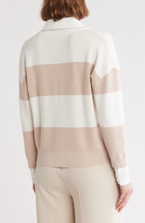 ADRIANNA PAPELL ADRIANNA PAPELL STRIPE MIXED MEDIA SWEATER
