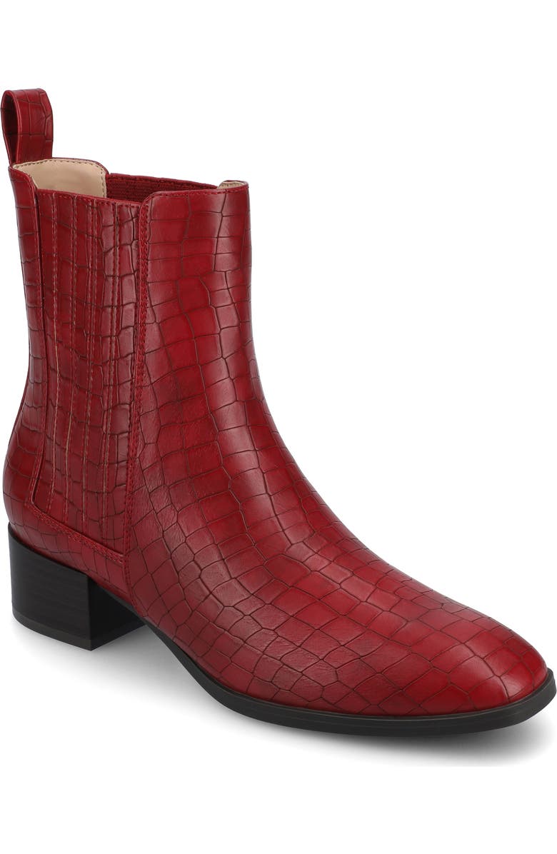 Journee Collection Wrenley Bootie, Main, color, Red Crocodile