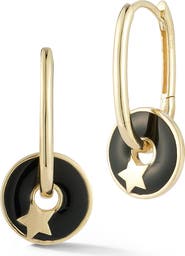 Ember Fine Jewelry 14K Gold Enamel Disc Drop Earrings