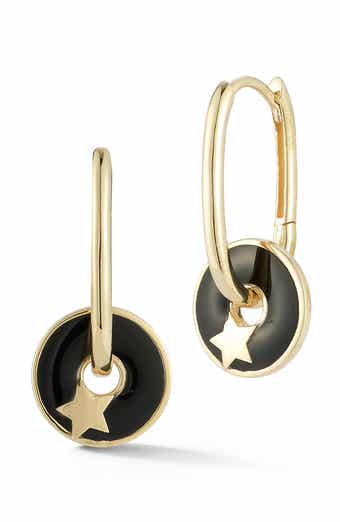 Ember Fine Jewelry 14K Gold Enamel Disc Drop Earrings