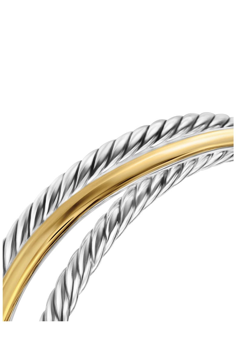 Crossover Three-Row Cuff Bracelet in Sterling Silver with 14K Yellow Gold, 20mm, Alternate, color, STERLING SILV 14K GOLD - LARGE