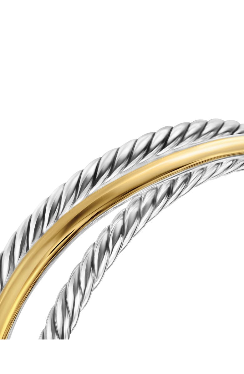 David Yurman Crossover Three-Row Cuff Bracelet in Sterling Silver with 14K Yellow Gold, 20mm, Alternate, color, Sterling Silv 14K Gold - Large