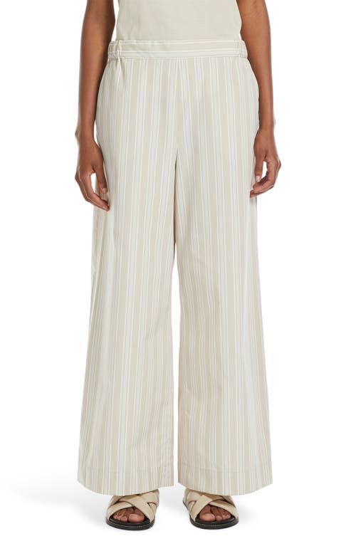 Mm Arley Stripe Wide Leg Cotton Pants In Ivory