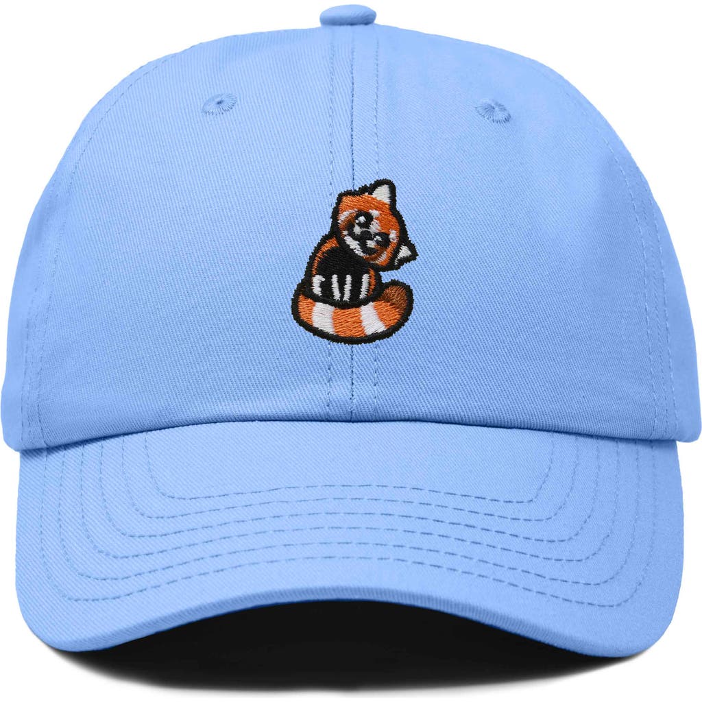 Dalix Red Panda Embroidered Dad Hat In Light Blue