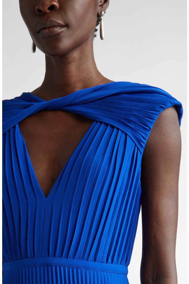 Pleated Sleeveless Crepe Dress, Alternate, color, SAPPHIRE