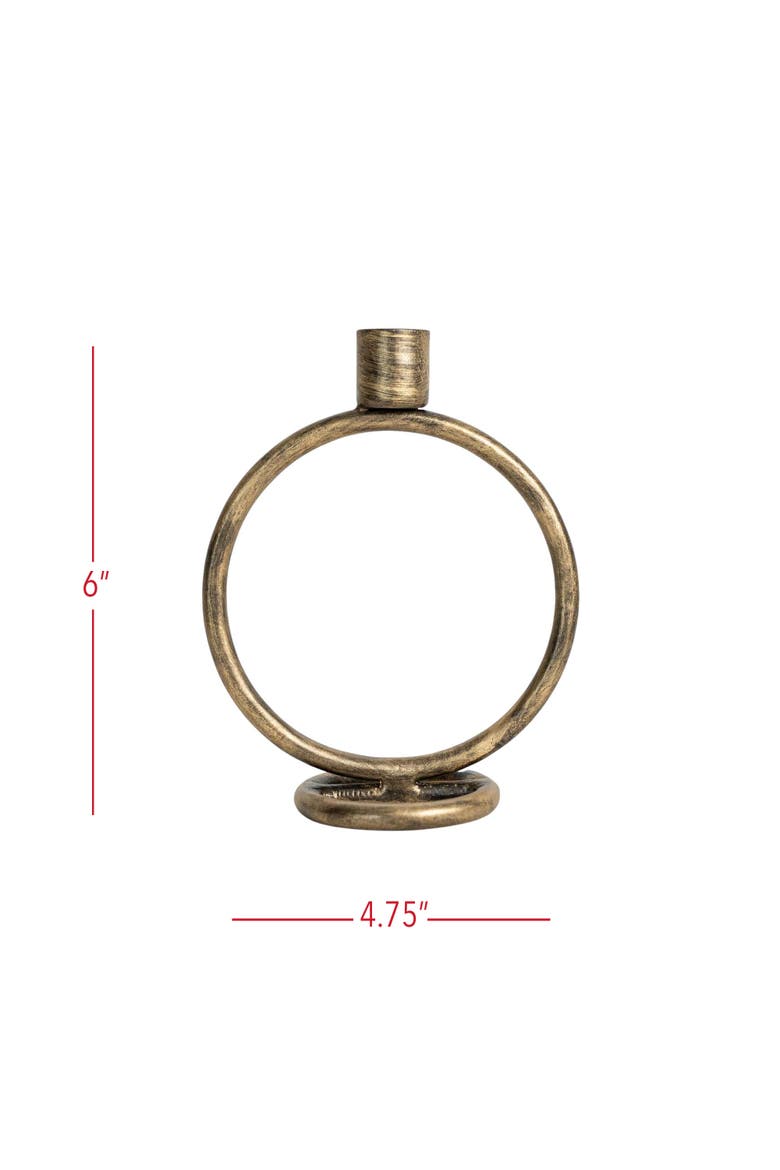 Brass Round Sculpture Taper Candle Holder Metal, Alternate, color, Gold