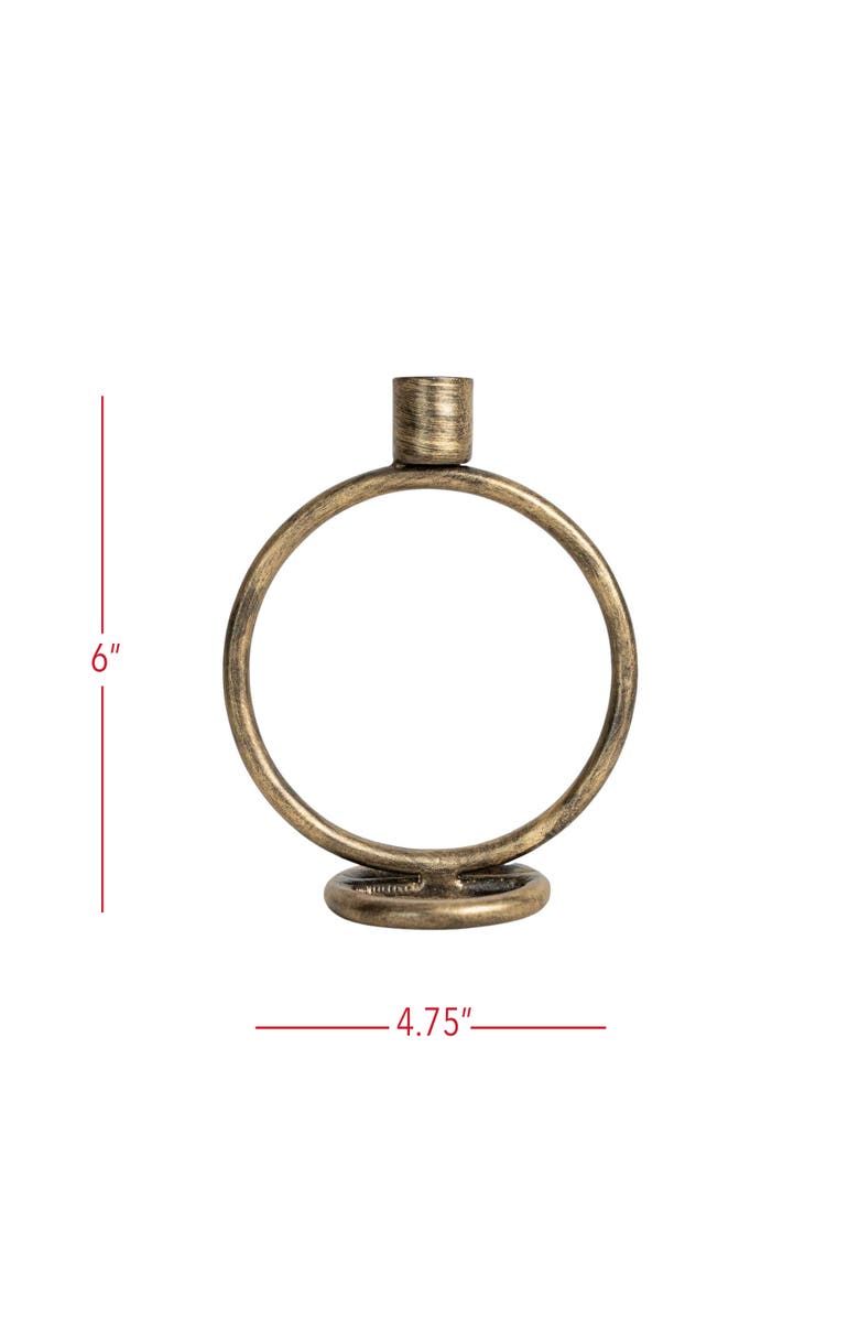 Foreside Home and Garden Brass Round Sculpture Taper Candle Holder Metal, Alternate, color, Gold