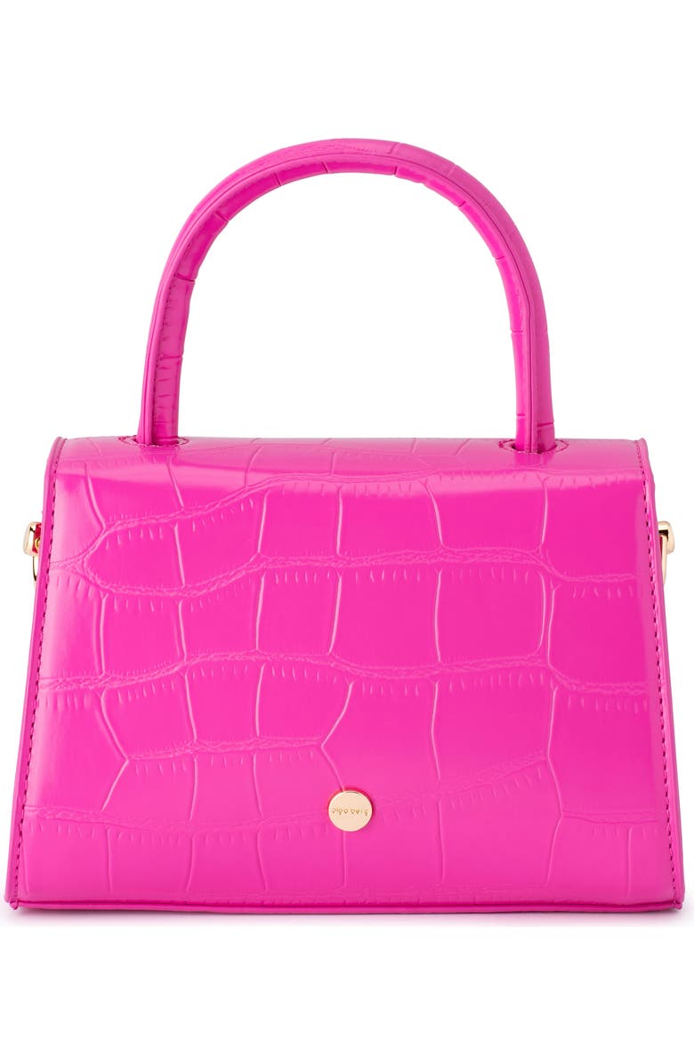 Olga Berg Nadia Croc Embossed Faux Leather Top Handle Bag, Alternate, color, Fuchsia