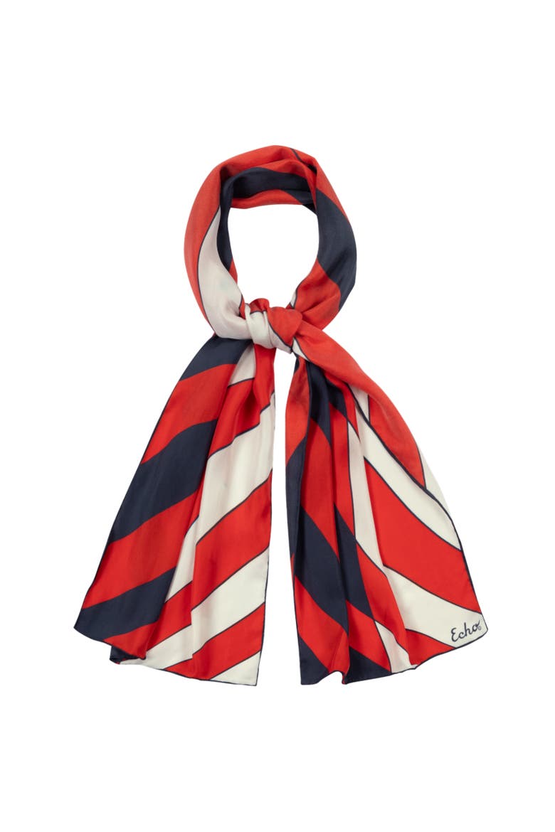 Stripe Silk Oblong, Alternate, color, Red/Navy