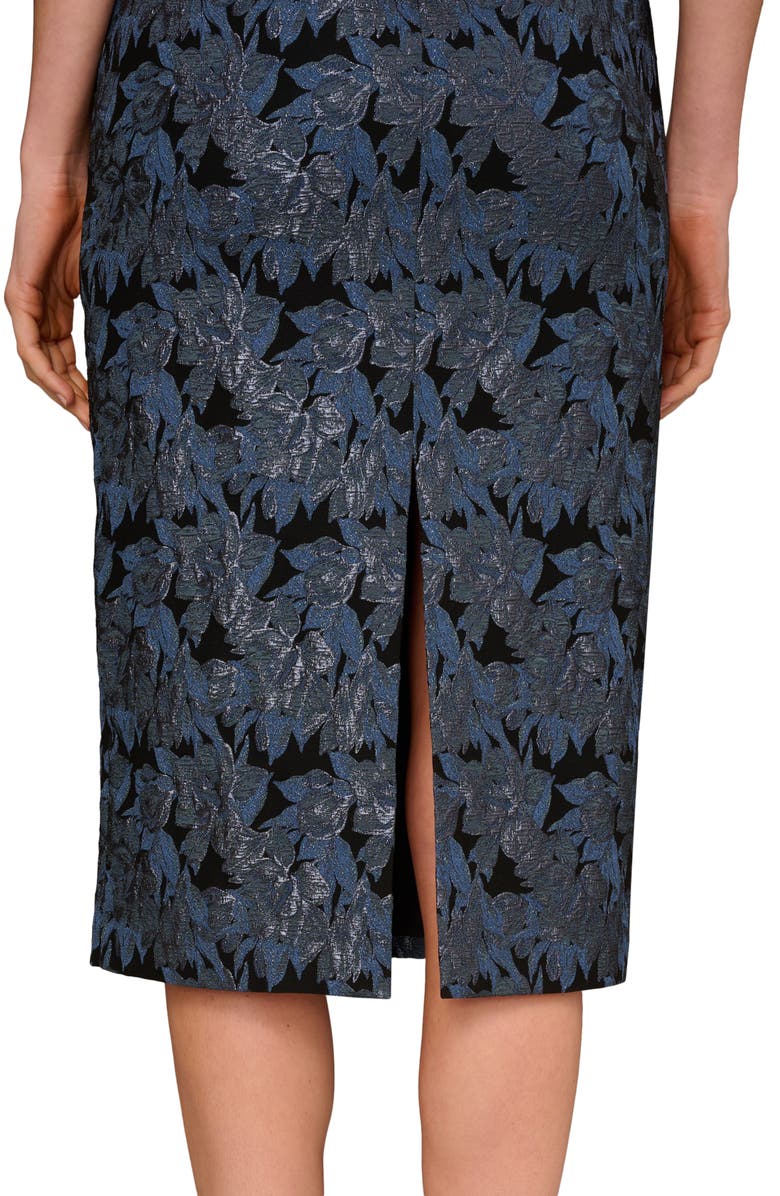 Aidan Mattox Metallic Floral Jacquard Cocktail Midi Dress, Alternate, color, 