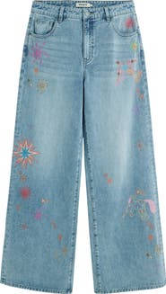 Desigual Beaded Wide Leg Jeans
