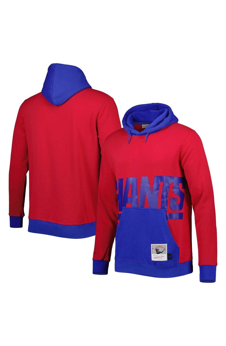 Mitchell & Ness Men's Mitchell & Ness Red/Royal New York Giants Big & Tall Big Face Pullover Hoodie, Main, color, Red