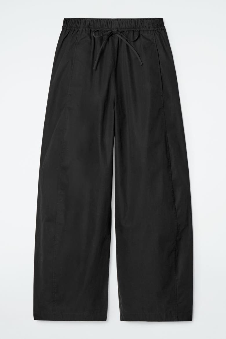 Elasticated Barrel-Leg Pants, Alternate, color, BLACK