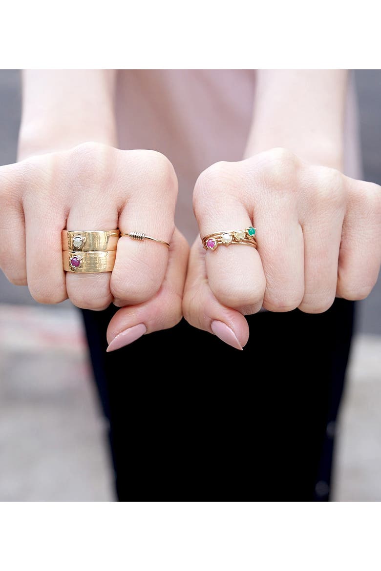 "Claw" 14K Gold  3 Prong Stackable Ring, Alternate, color, Pearl