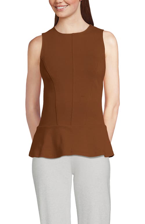 Lands' End Sleeveless Starfish Peplum Top In Brown