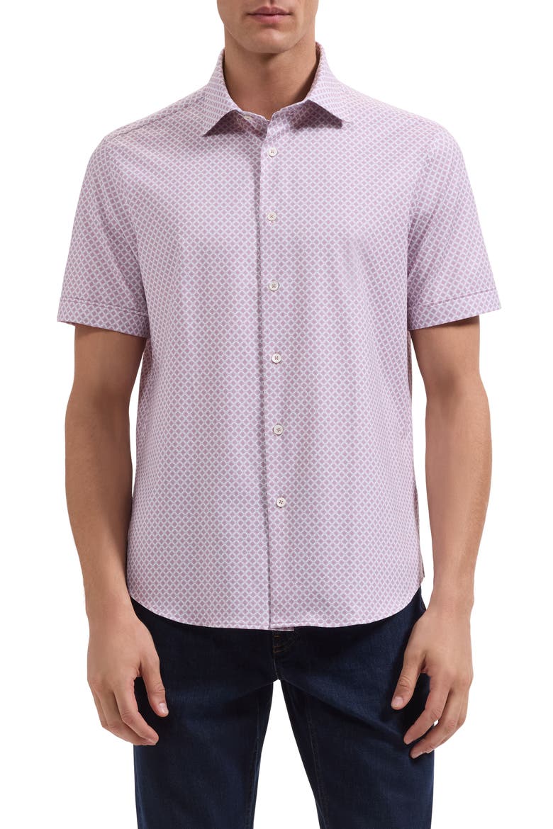 Miles OoohCotton® Floral Short Sleeve Button-Up Shirt, Main, color, DUSTY PINK