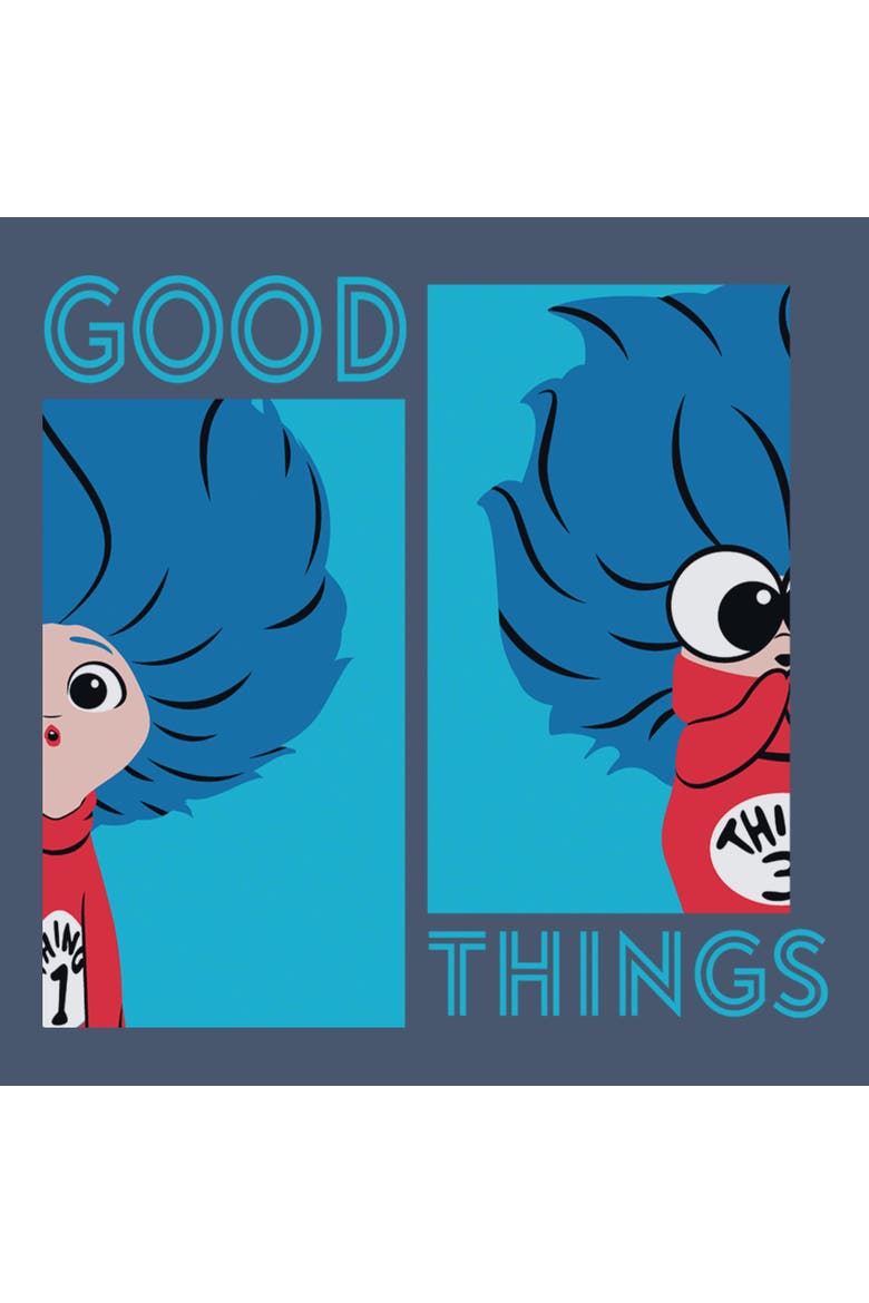 Junior's Good Things 1 and 3 Sweatshirt, Alternate, color, Blue Heather