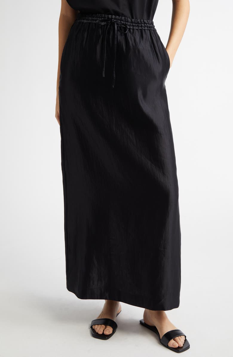 LOULOU DE SAISON Liam Linen & Silk Satin Maxi Skirt, Main, color, 