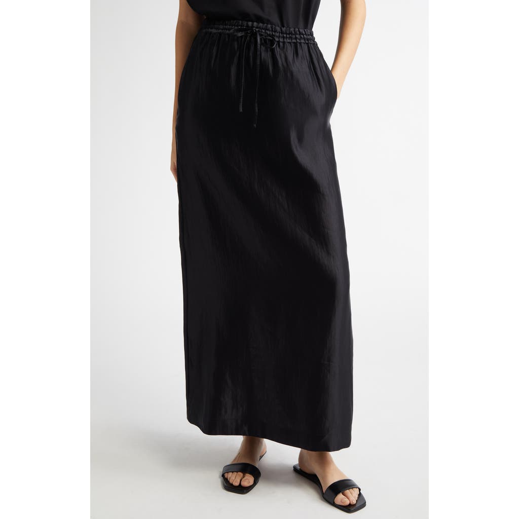 Shop Loulou Studio Loulou De Saison Liam Linen & Silk Satin Maxi Skirt In Black