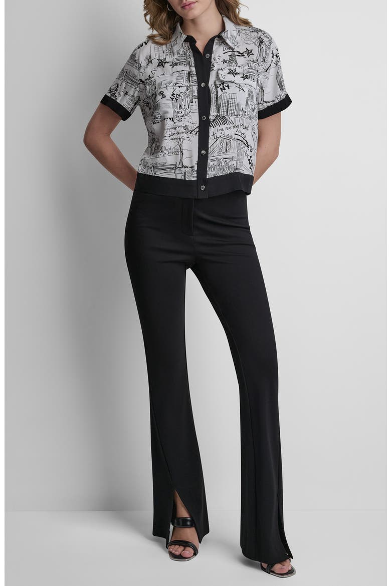 Print Short Sleeve Button-Up Shirt, Alternate, color, NEW YORK TOILE WHITE