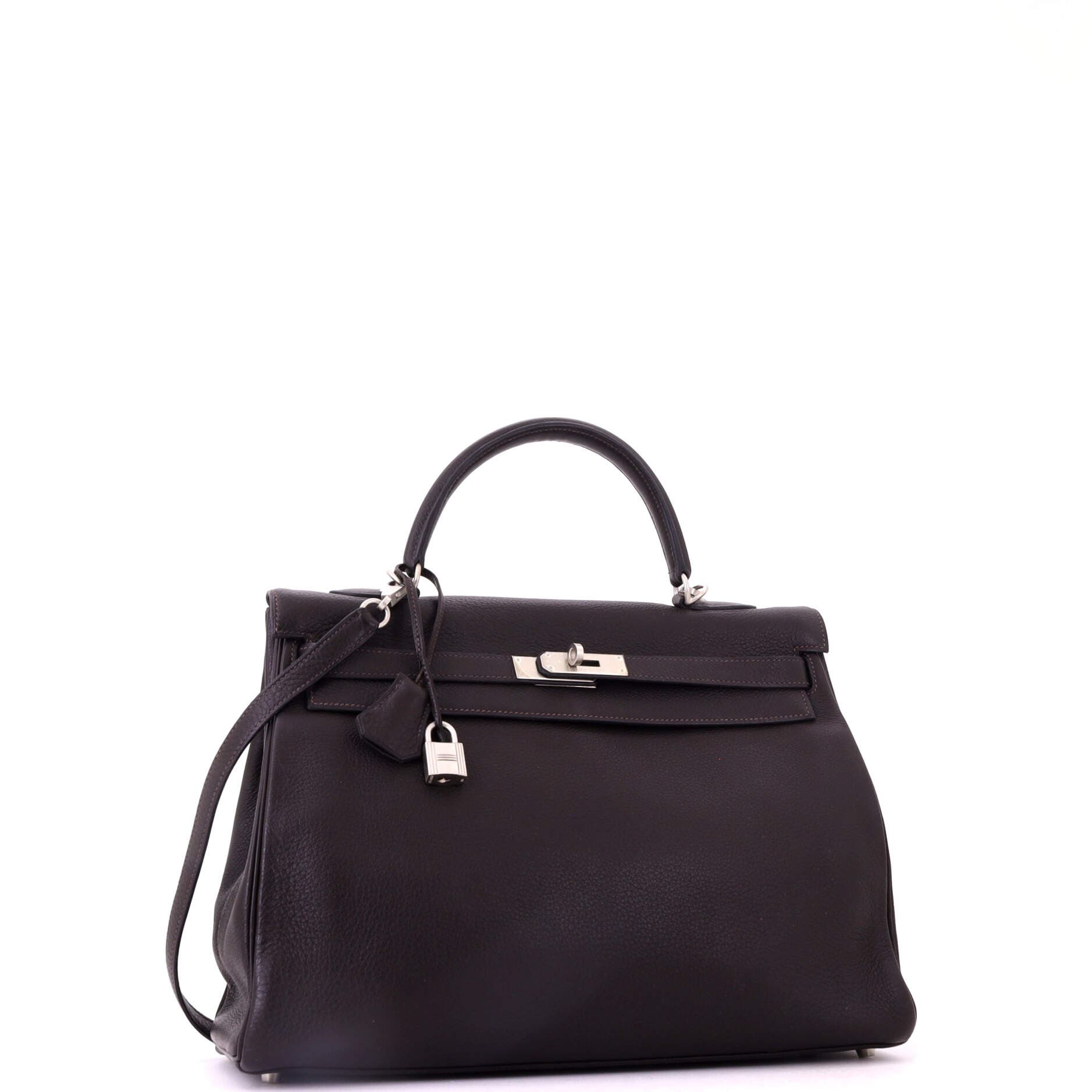 Pre-Owned Hermes Kelly Handbag Brown Togo with Brushed Palladium Hardware 35, Alternate, color, Havane