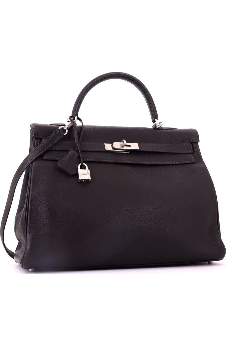 Pre-Owned Hermes Kelly Handbag Brown Togo with Brushed Palladium Hardware 35, Alternate, color, Havane