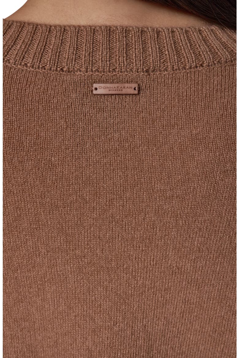 Wool & Cashmere Overlap Button Crewneck Sweater, Alternate, color, CAMEL
