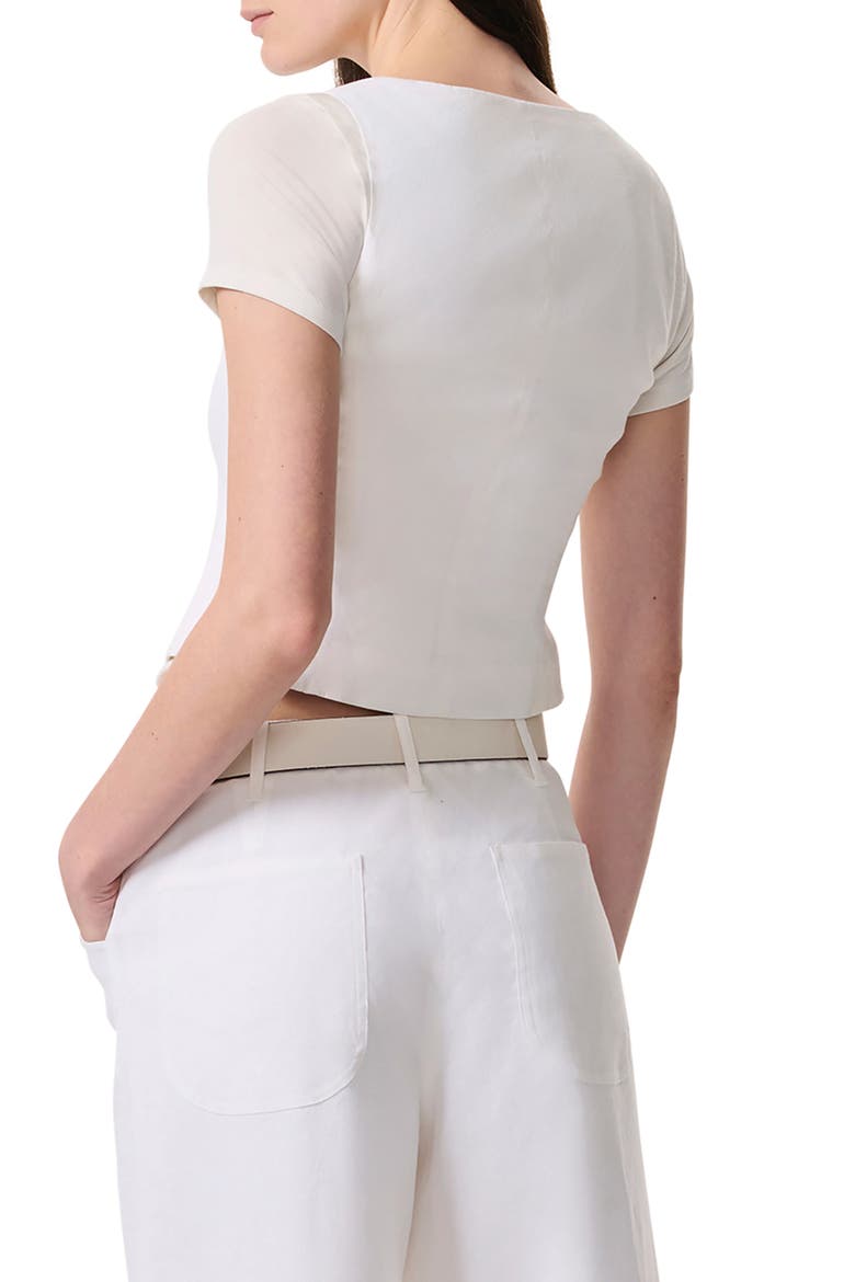 Mariana Square Neck Linen Blend Vest, Alternate, color, WHITE
