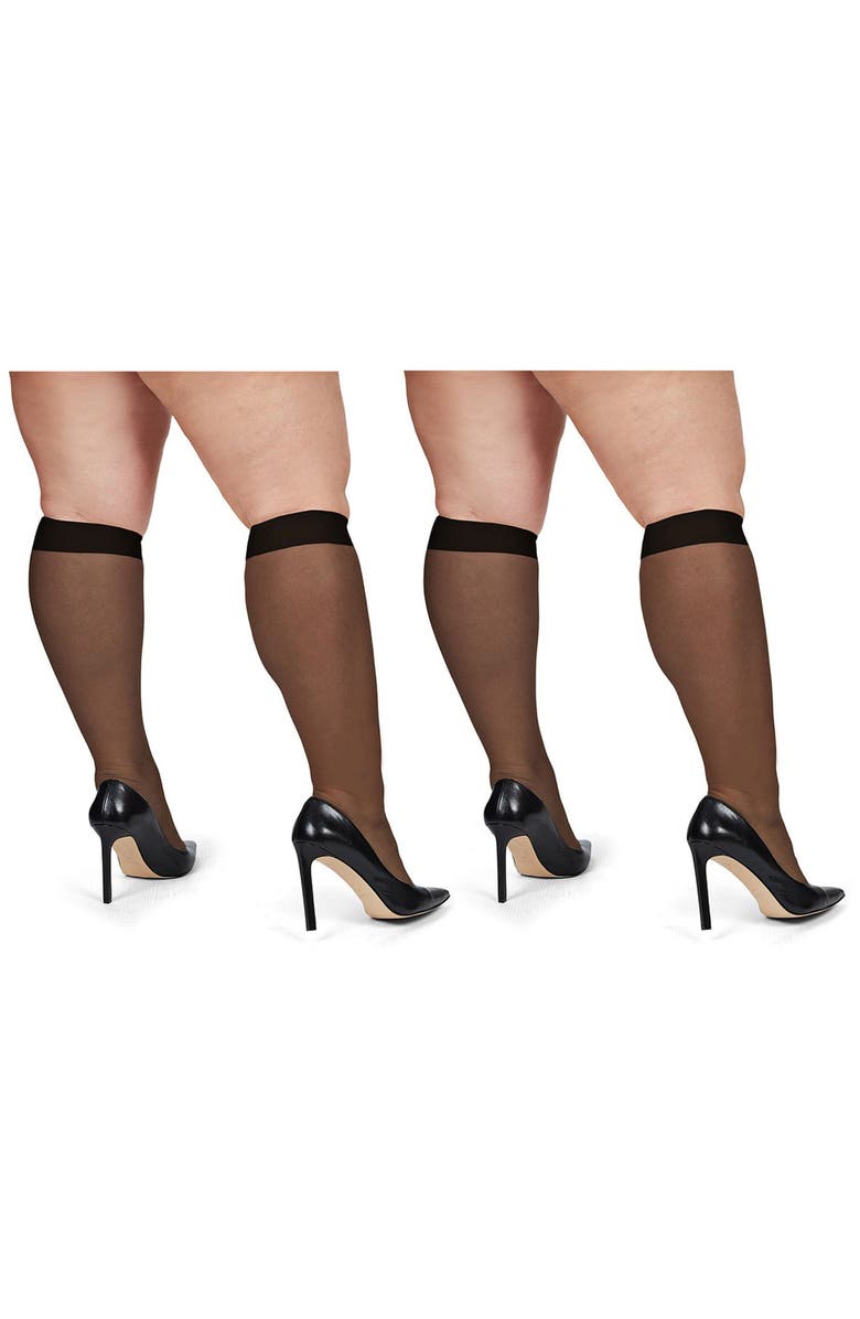 MeMoi 2-Pack Curvy Silky Sheer Knee Highs, Alternate, color, 