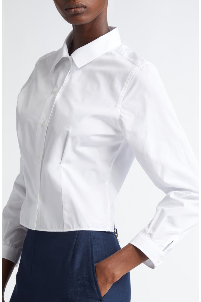 Crop Cotton Button-Up Shirt, Alternate, color, WHITE