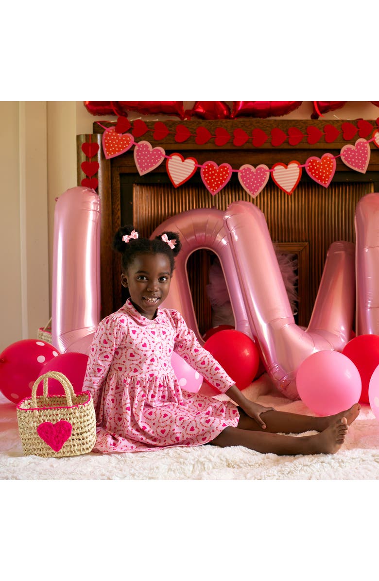 Rachel Riley Floral Heart Jersey Dress, Alternate, color, Pink