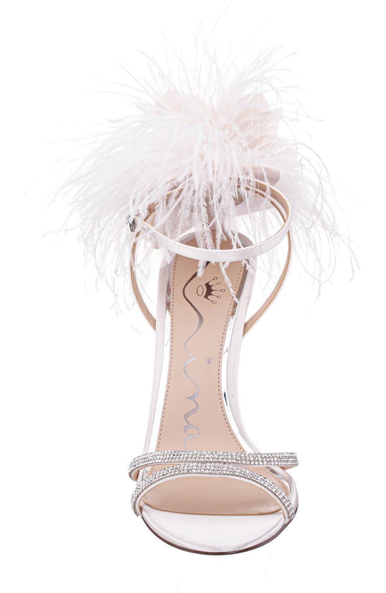 Nina Demi Faux Feather Ankle Strap Sandal, Alternate, color,