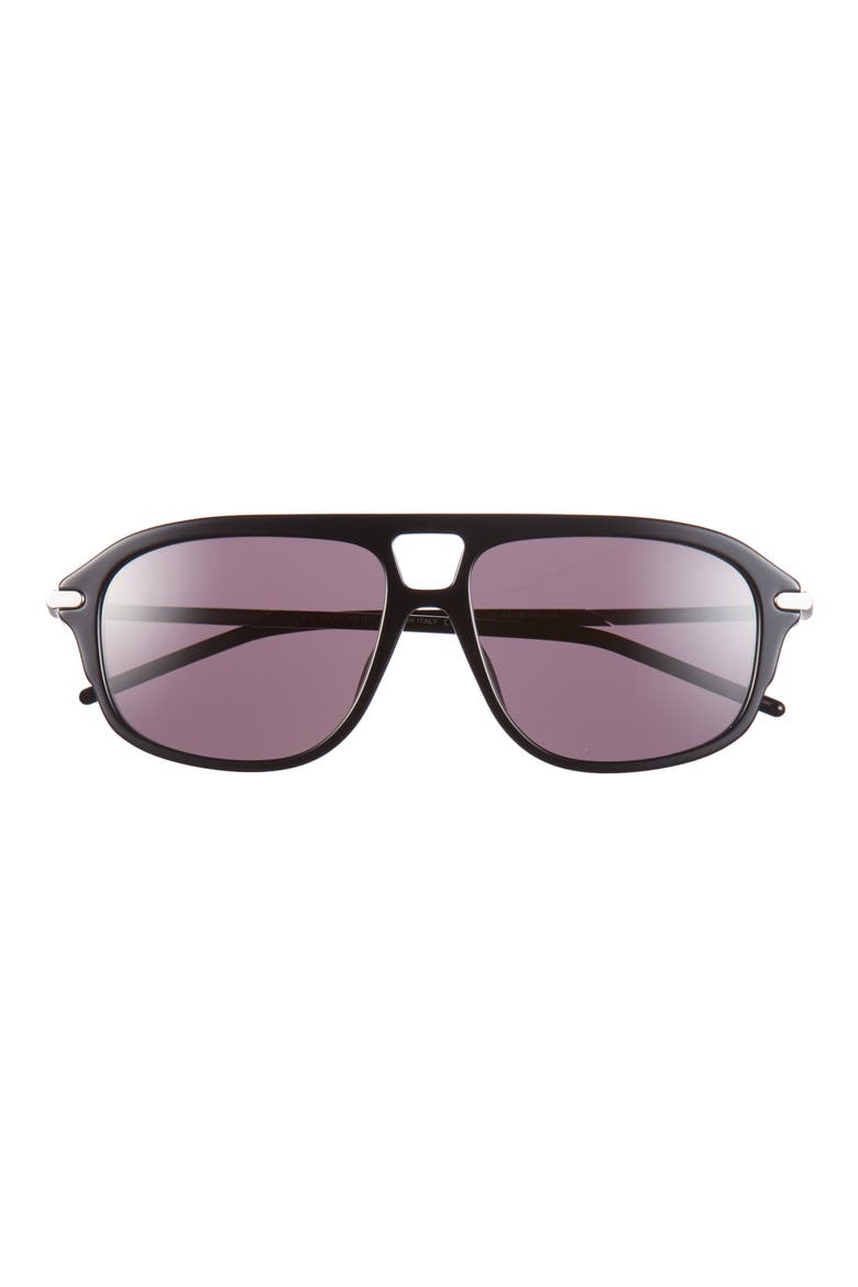 GV One 57mm Pilot Sunglasses, Main, color, SHINY BLACK / SMOKE