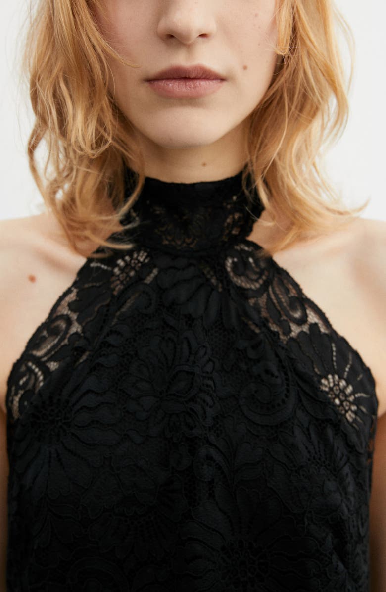 MANGO Halter Neck Lace Dress, Alternate, color,