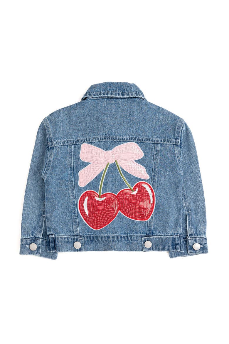 Cherry Sequin Patch Denim Jacket, Main, color, Denim
