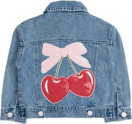 Sweet Wink Cherry Sequin Patch Denim Jacket